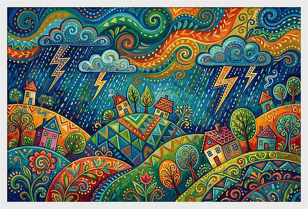 Stormy Folk Landscape