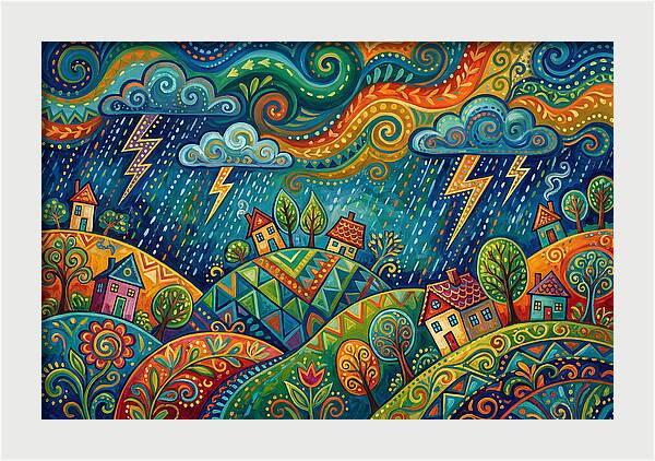 Stormy Folk Landscape