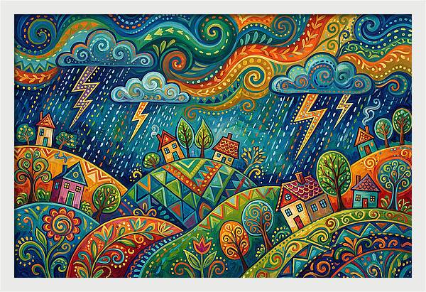 Stormy Folk Landscape