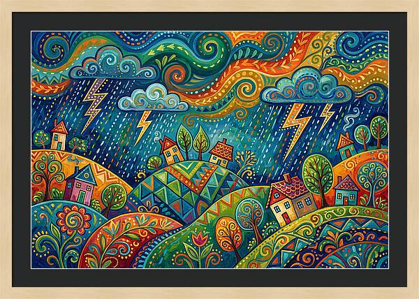 Stormy Folk Landscape