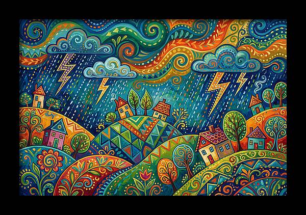 Stormy Folk Landscape