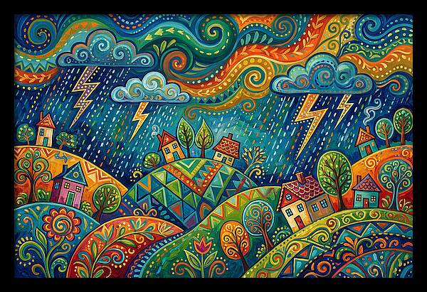 Stormy Folk Landscape