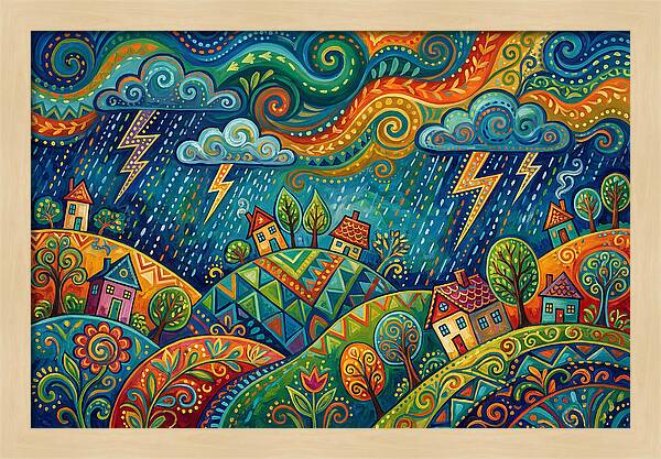 Stormy Folk Landscape