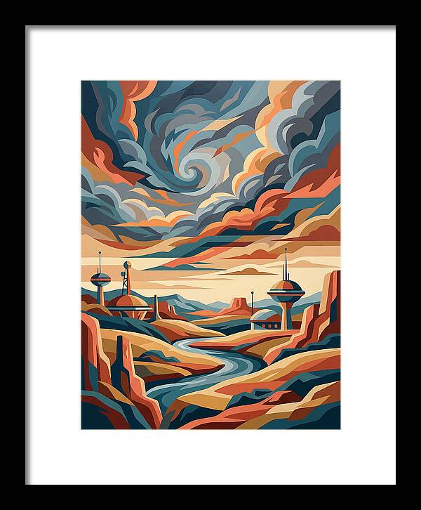 Stormy Sky Over Futuristic Landscape