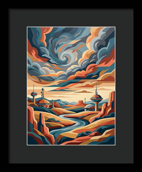 Stormy Sky Over Futuristic Landscape