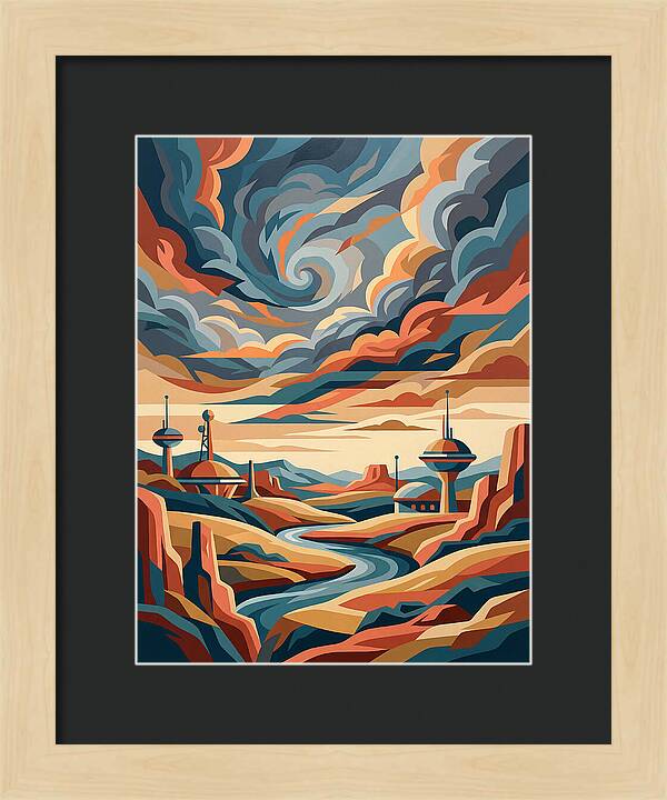 Stormy Sky Over Futuristic Landscape