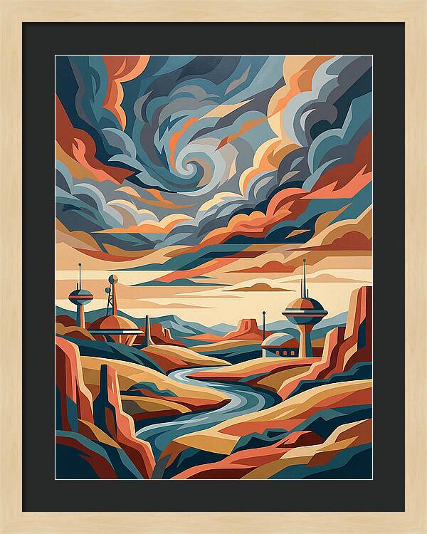 Stormy Sky Over Futuristic Landscape