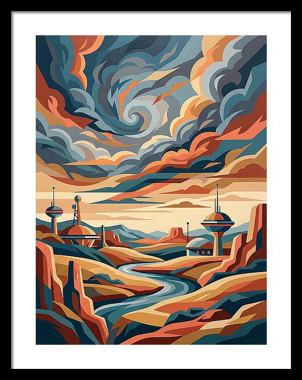 Stormy Sky Over Futuristic Landscape