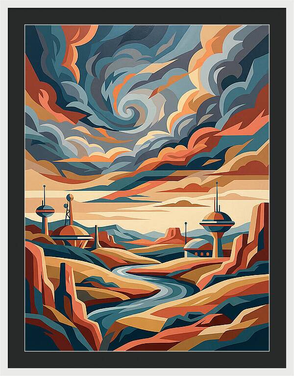 Stormy Sky Over Futuristic Landscape