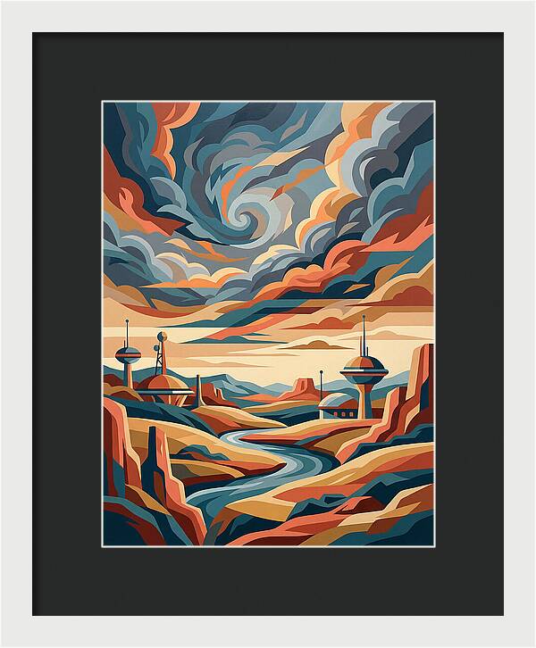 Stormy Sky Over Futuristic Landscape