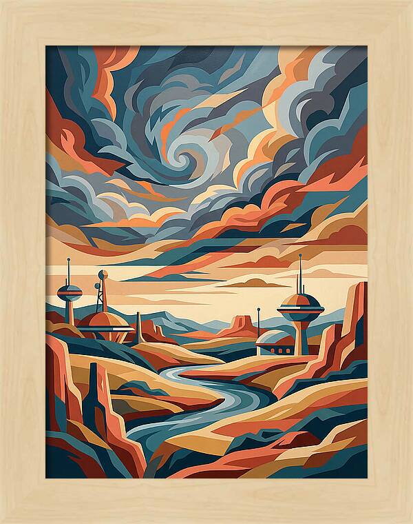 Stormy Sky Over Futuristic Landscape