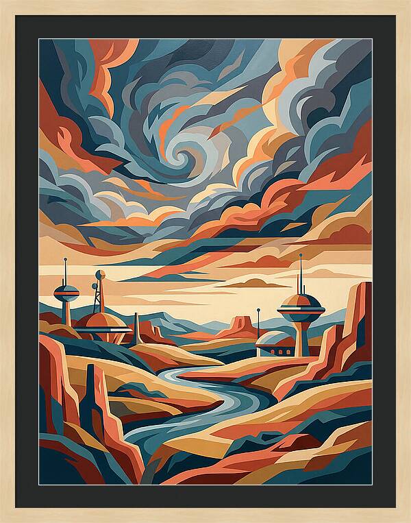 Stormy Sky Over Futuristic Landscape