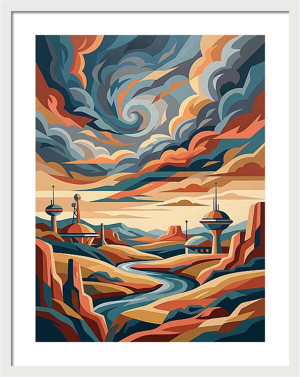 Stormy Sky Over Futuristic Landscape