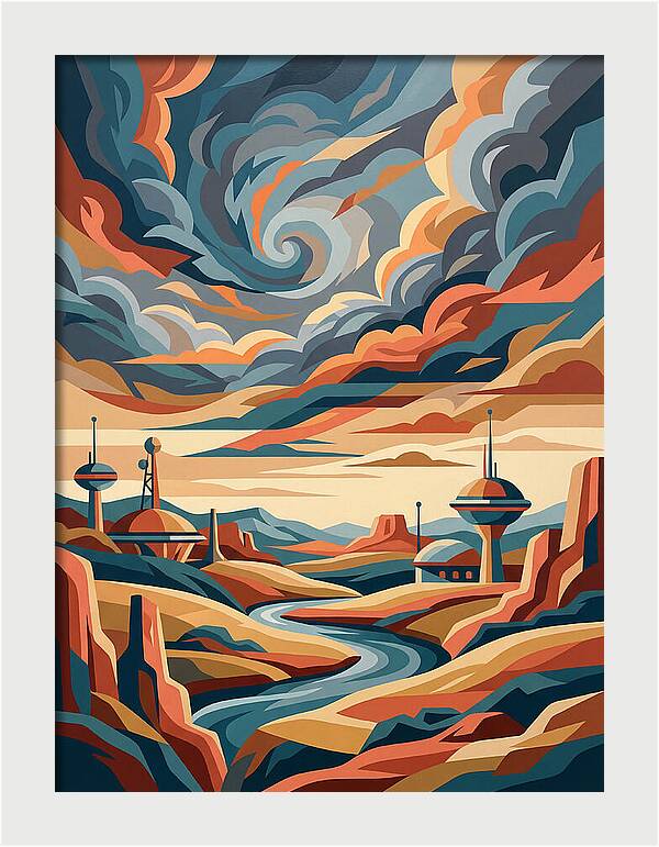 Stormy Sky Over Futuristic Landscape