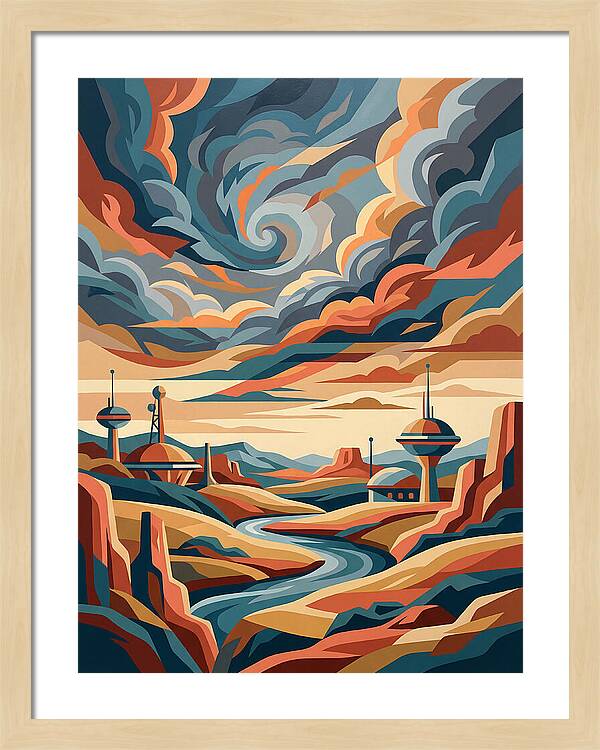 Stormy Sky Over Futuristic Landscape
