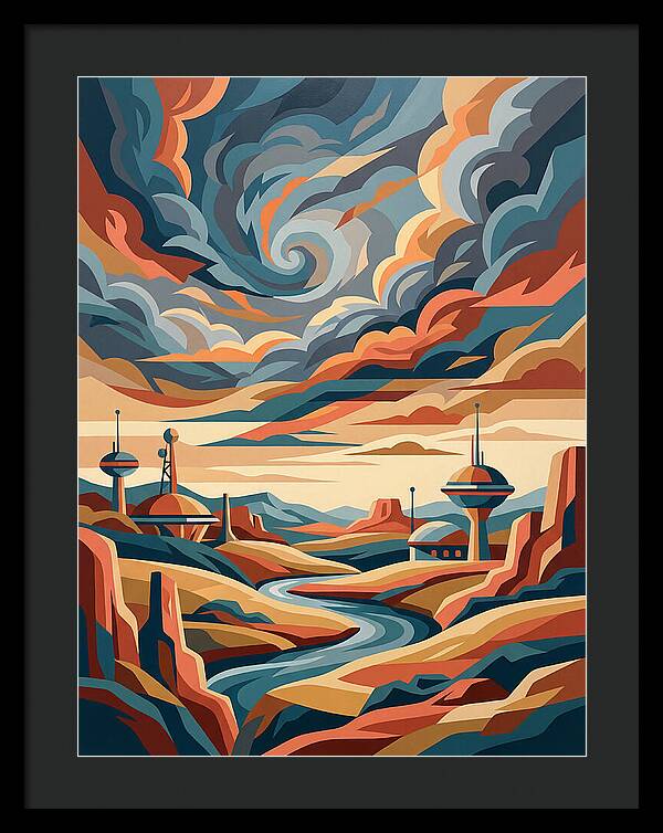 Stormy Sky Over Futuristic Landscape
