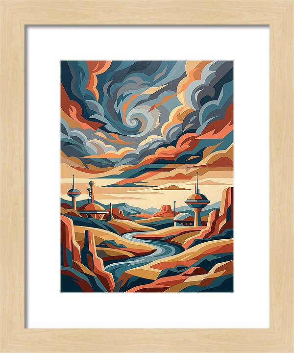 Stormy Sky Over Futuristic Landscape