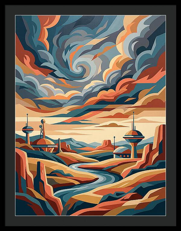 Stormy Sky Over Futuristic Landscape