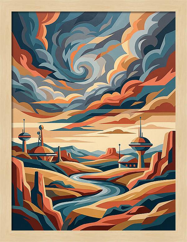 Stormy Sky Over Futuristic Landscape