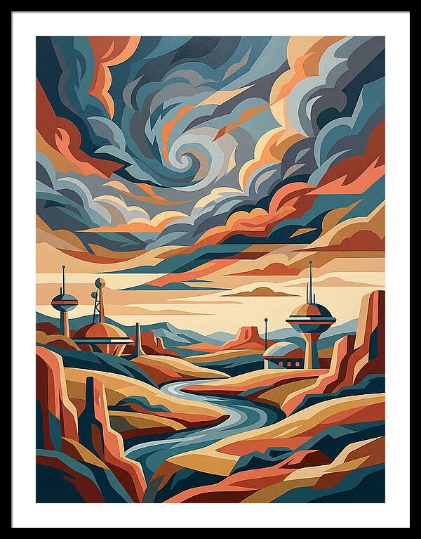 Stormy Sky Over Futuristic Landscape