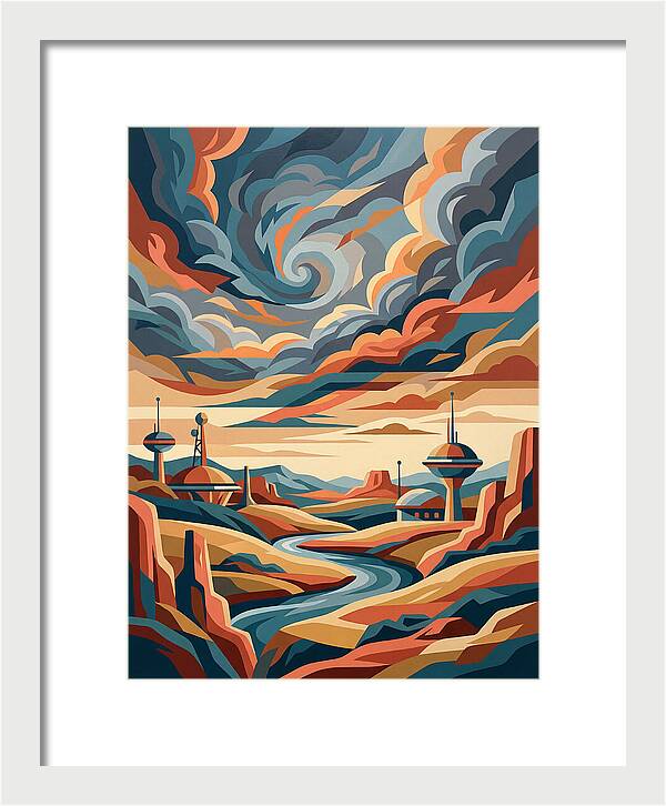 Stormy Sky Over Futuristic Landscape