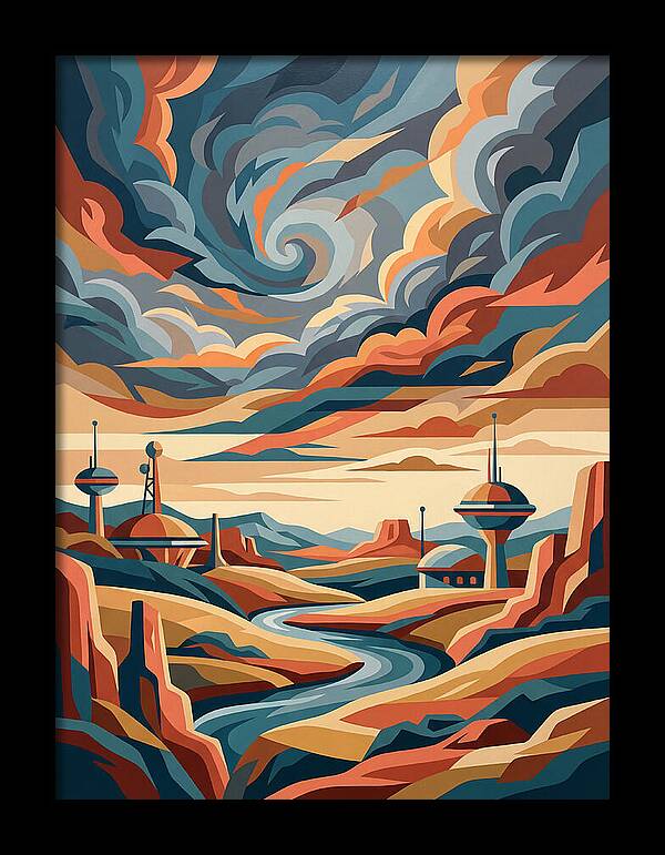Stormy Sky Over Futuristic Landscape
