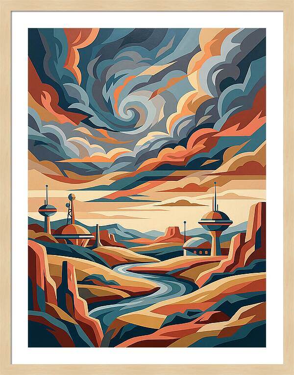 Stormy Sky Over Futuristic Landscape