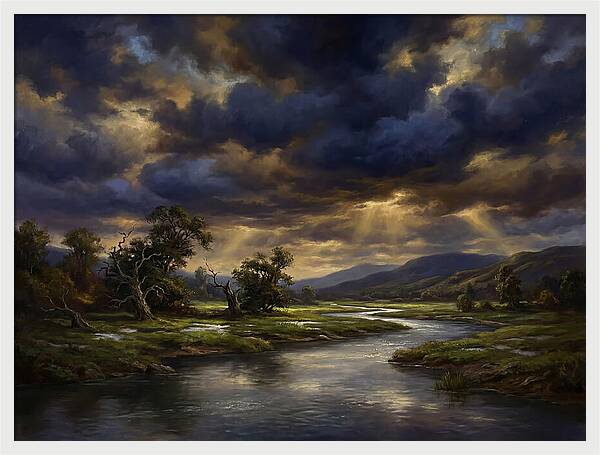 Stormy Sky Over Serene Landscape