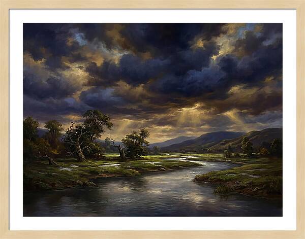 Stormy Sky Over Serene Landscape