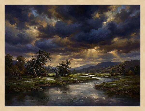 Stormy Sky Over Serene Landscape