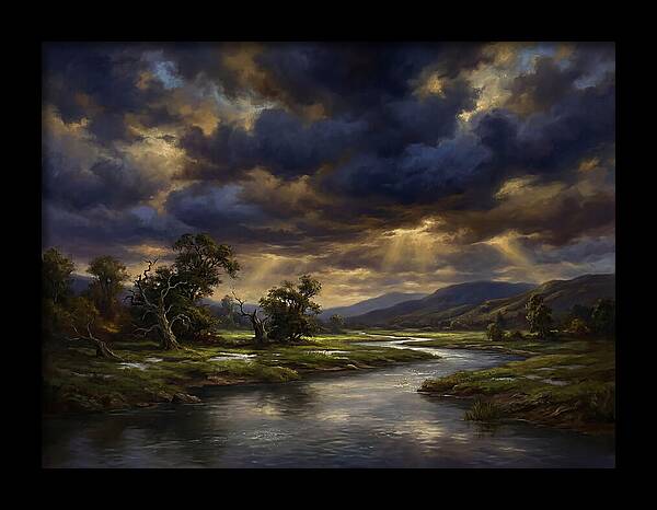 Stormy Sky Over Serene Landscape