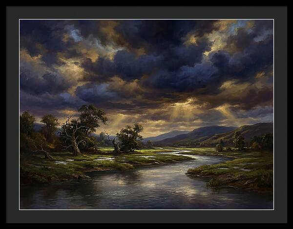 Stormy Sky Over Serene Landscape