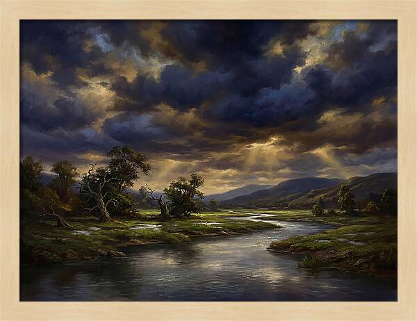 Stormy Sky Over Serene Landscape