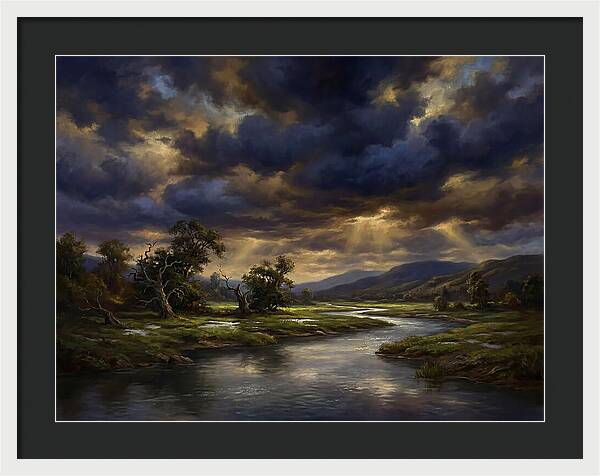 Stormy Sky Over Serene Landscape