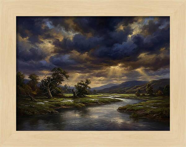 Stormy Sky Over Serene Landscape