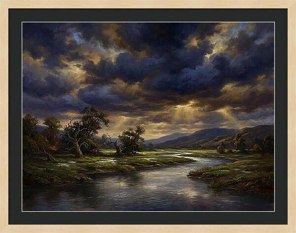 Stormy Sky Over Serene Landscape
