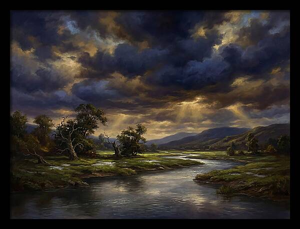 Stormy Sky Over Serene Landscape