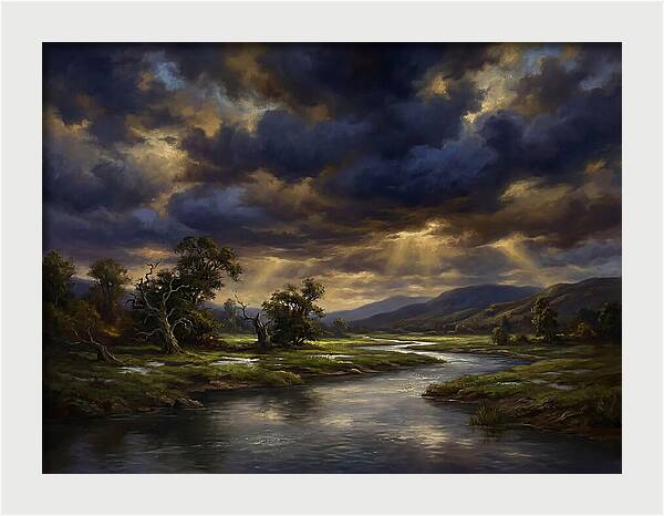 Stormy Sky Over Serene Landscape
