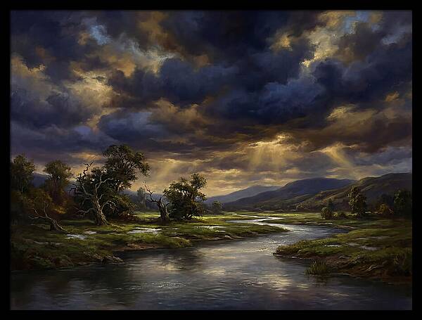 Stormy Sky Over Serene Landscape