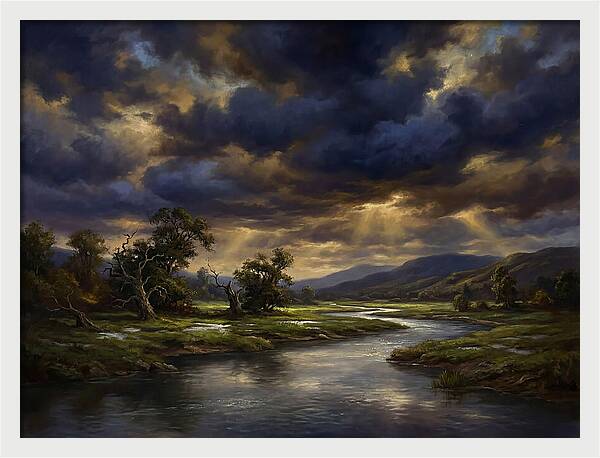 Stormy Sky Over Serene Landscape