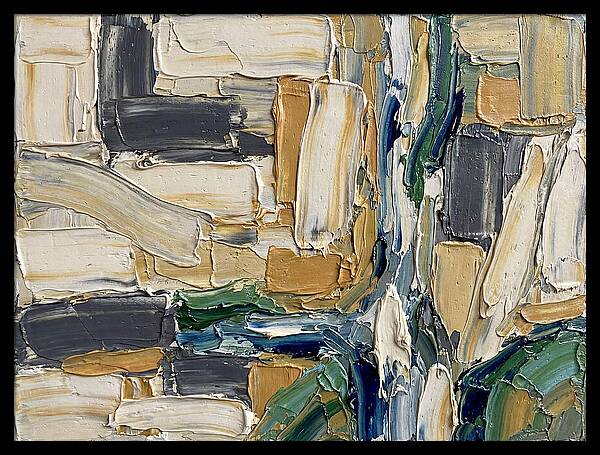 Stream Landscape In Palette Knife Style