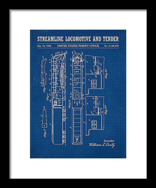 Streamline Locomotive And Tender Blueprint Patent Us2148078