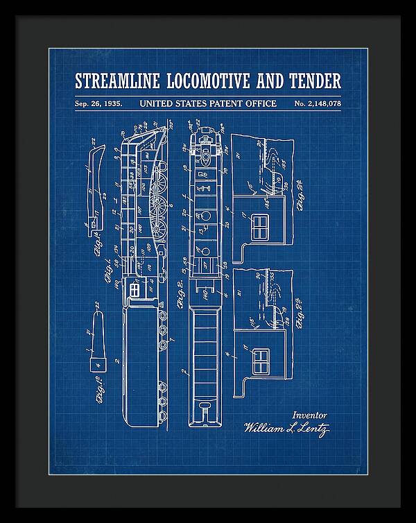 Streamline Locomotive And Tender Blueprint Patent Us2148078