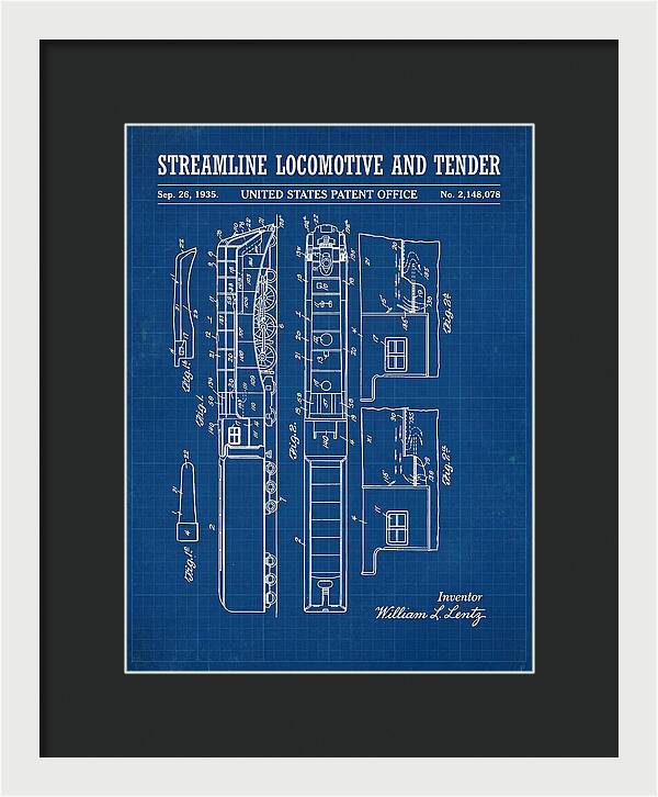 Streamline Locomotive And Tender Blueprint Patent Us2148078