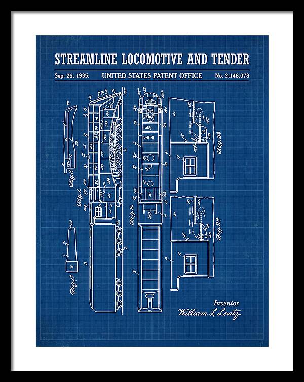 Streamline Locomotive And Tender Blueprint Patent Us2148078