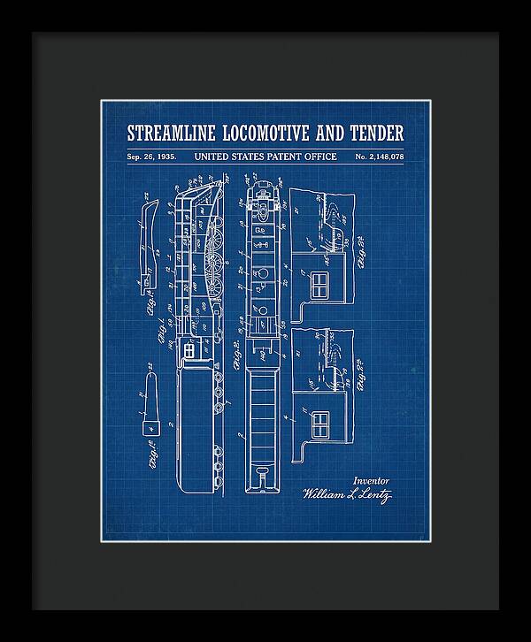 Streamline Locomotive And Tender Blueprint Patent Us2148078
