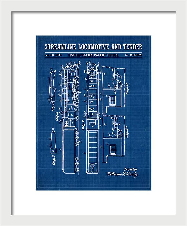 Streamline Locomotive And Tender Blueprint Patent Us2148078