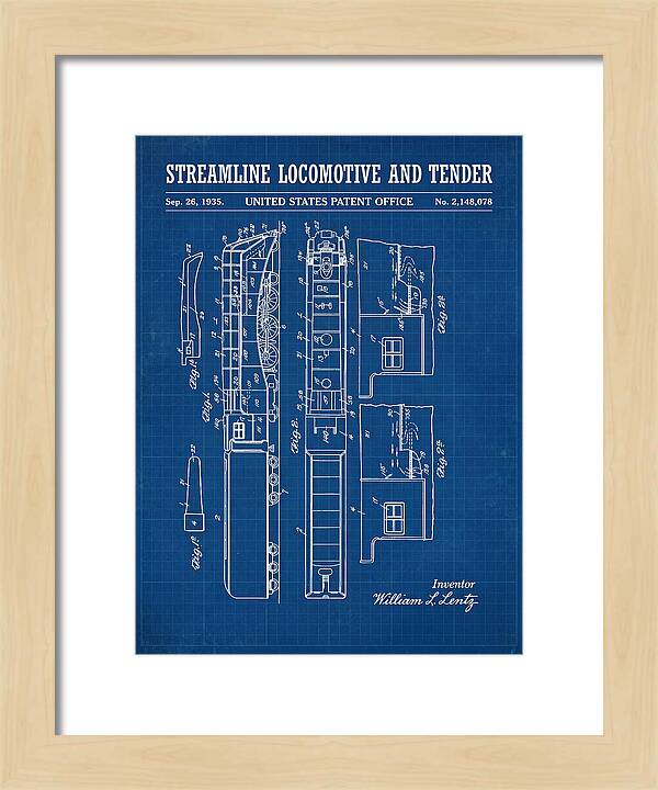 Streamline Locomotive And Tender Blueprint Patent Us2148078