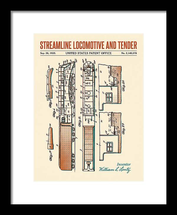 Streamline Locomotive And Tender Retro Patent Us2148078