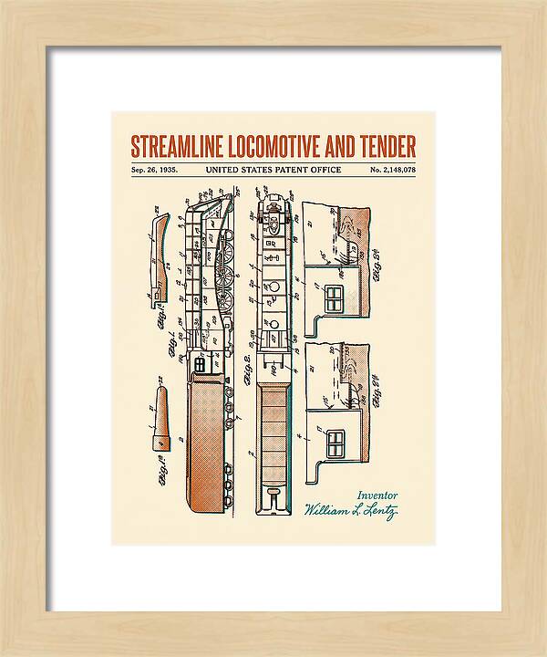 Streamline Locomotive And Tender Retro Patent Us2148078